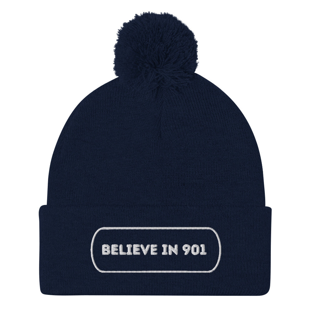 Believe in 901 Pom-Pom Beanie