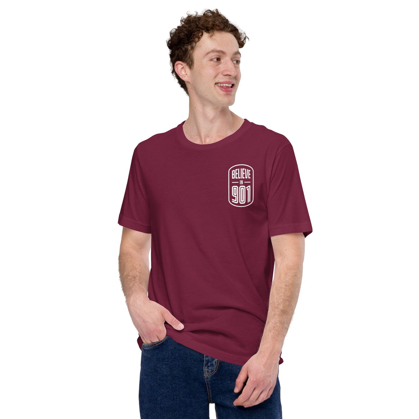 Believe in 901 T shirt (Maroon and White)