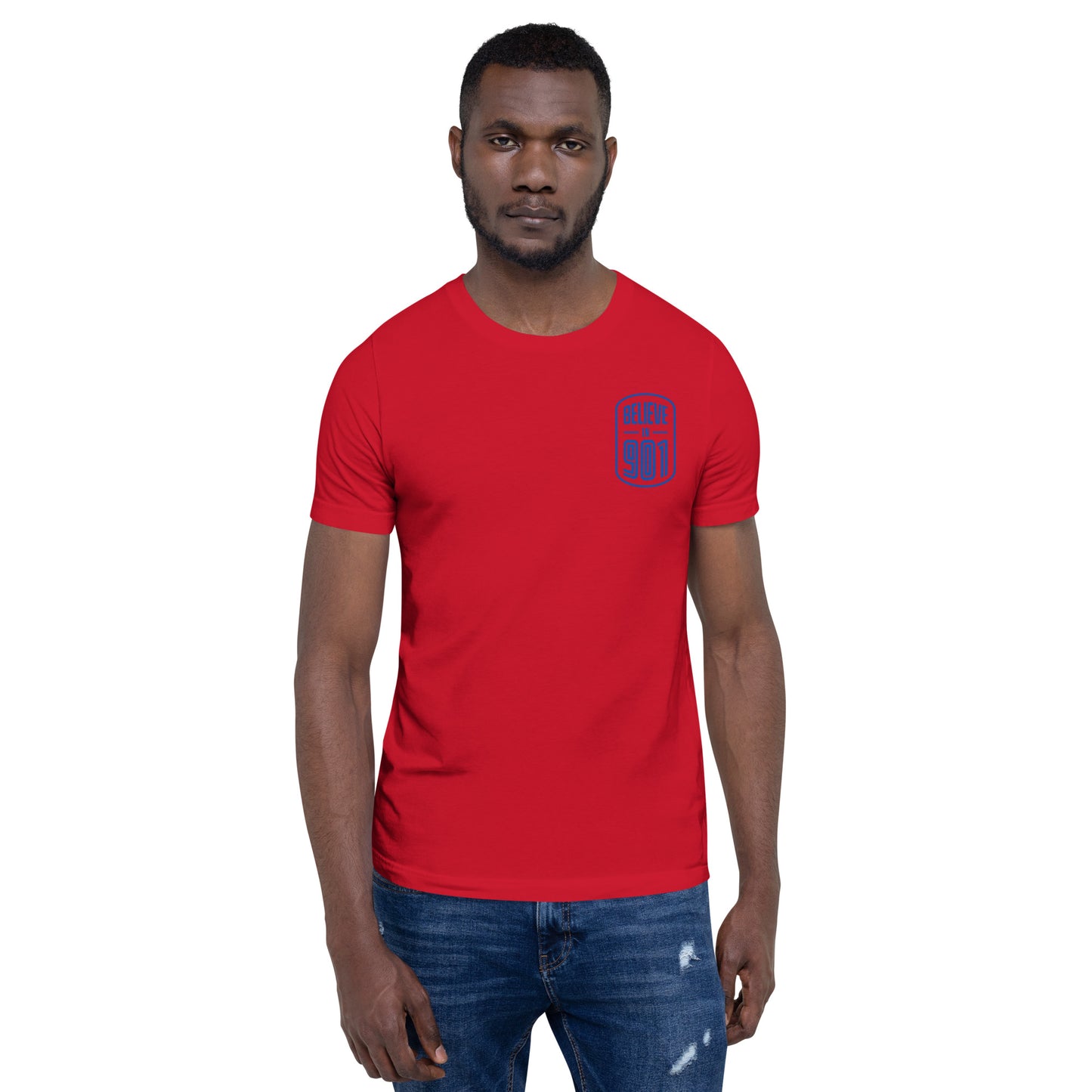 Believe in 901 T Shirt (Red and Blue)